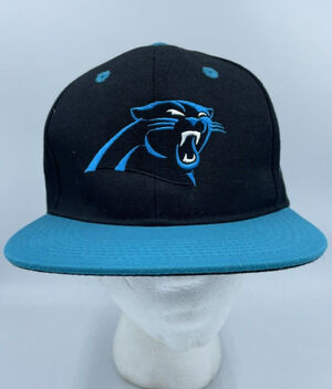 Vtg Carolina Panthers Hat NFL Snapback Cap L.O.G.A. Black Blue Panther